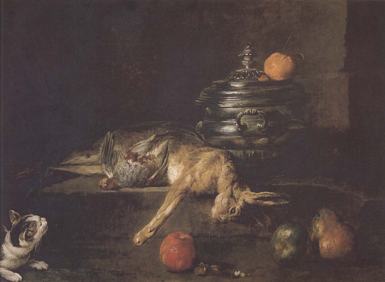 Jean Baptiste Simeon Chardin Partridge and hare cat